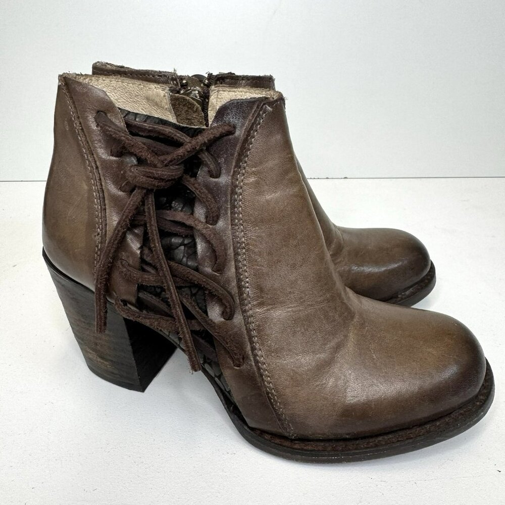Freebird by Steven Brown Leather Lace-Up Ankle Booties